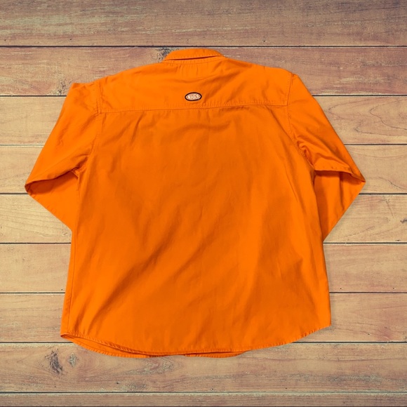 Harley-Davidson Orange NHRA Twill Men’s Button Down Shirt - Picture 5 of 10